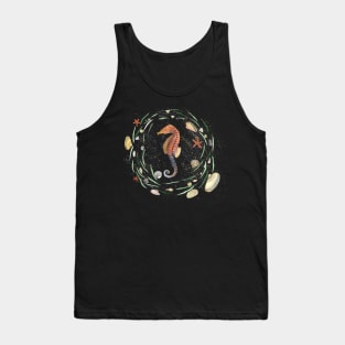 Seahorse with nautical wreath in watercolor Tank Top